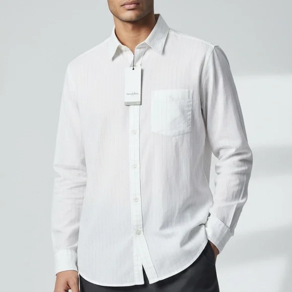 Goodfellow & Co Men's Off-White Button Down Shirt - Picture 2 of 2